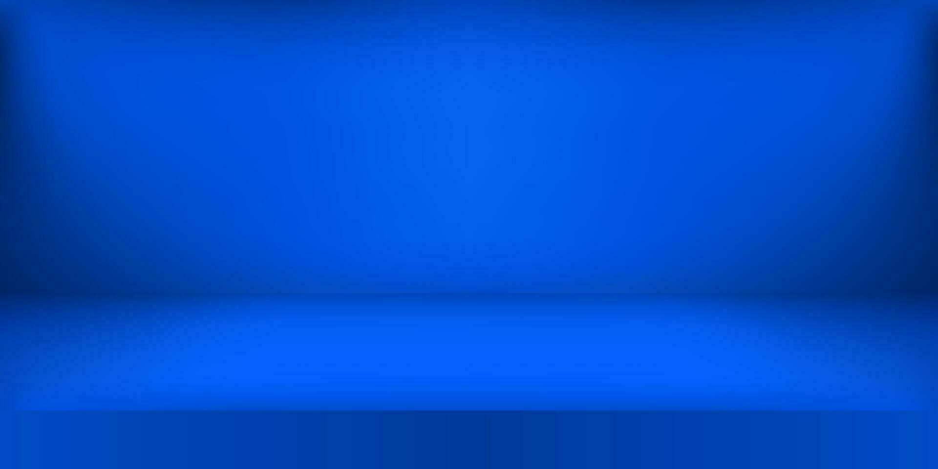 Empty blue color studio. Room background, product display with copy space for display of content design. Vector illustration