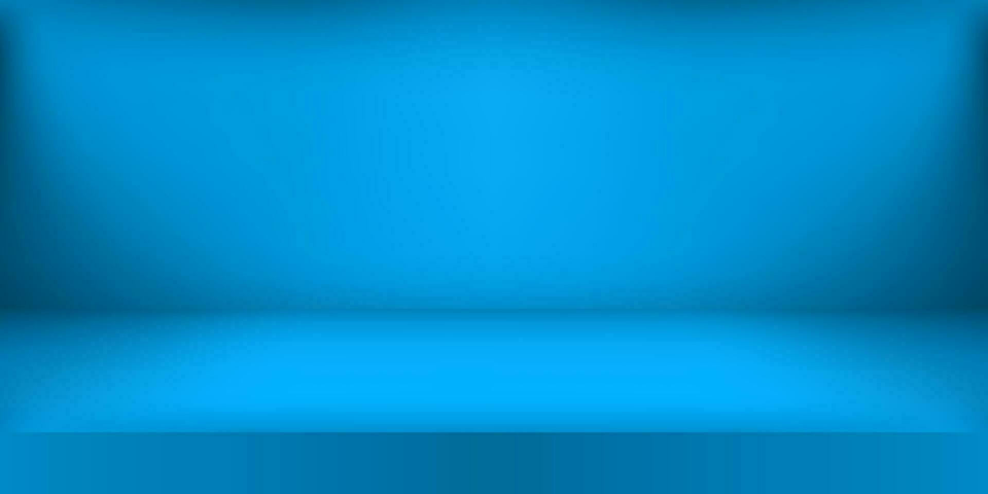 Empty blue color studio. Room background, product display with copy space for display of content design. Vector illustration