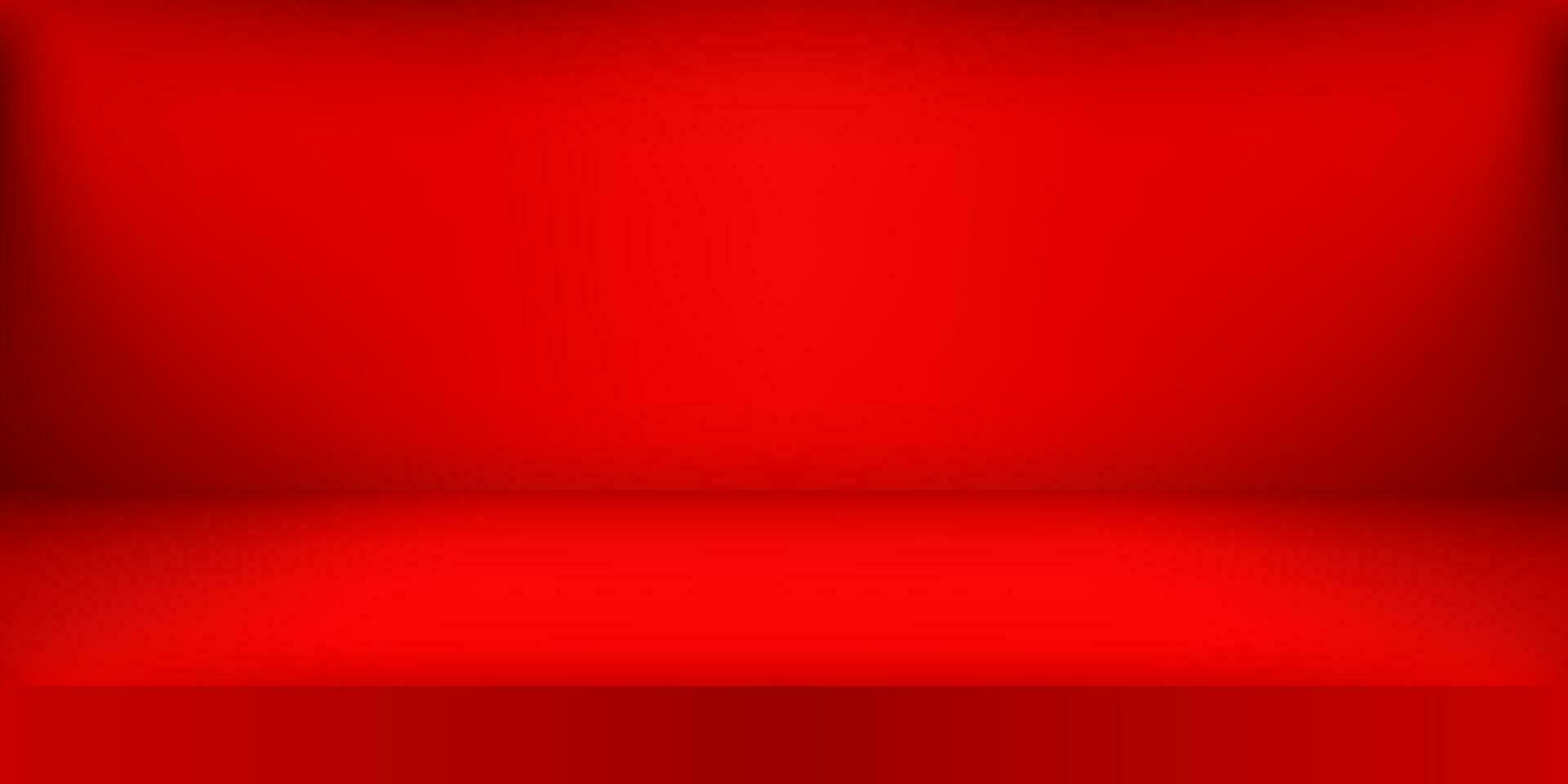 Empty red color studio. Room background, product display with copy space for display of content design. Vector illustration