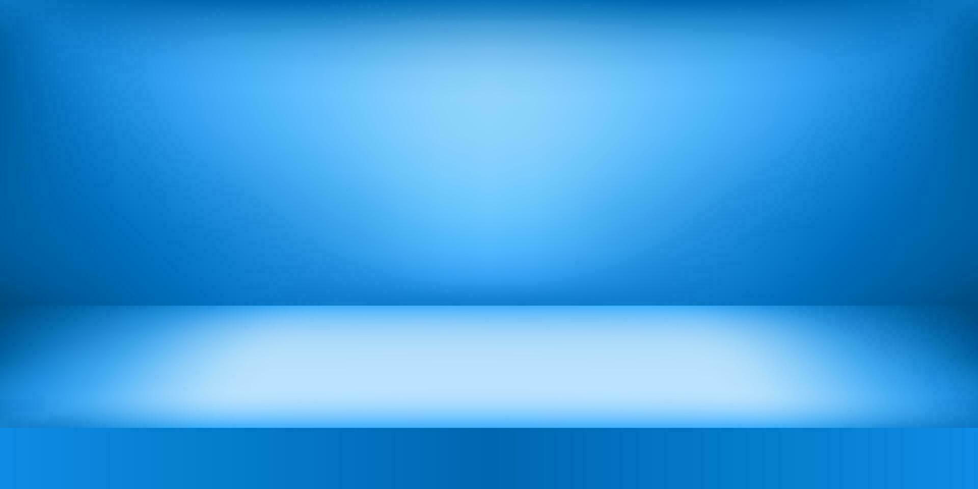 Empty blue color studio. Room background, product display with copy space for display of content design. Vector illustration