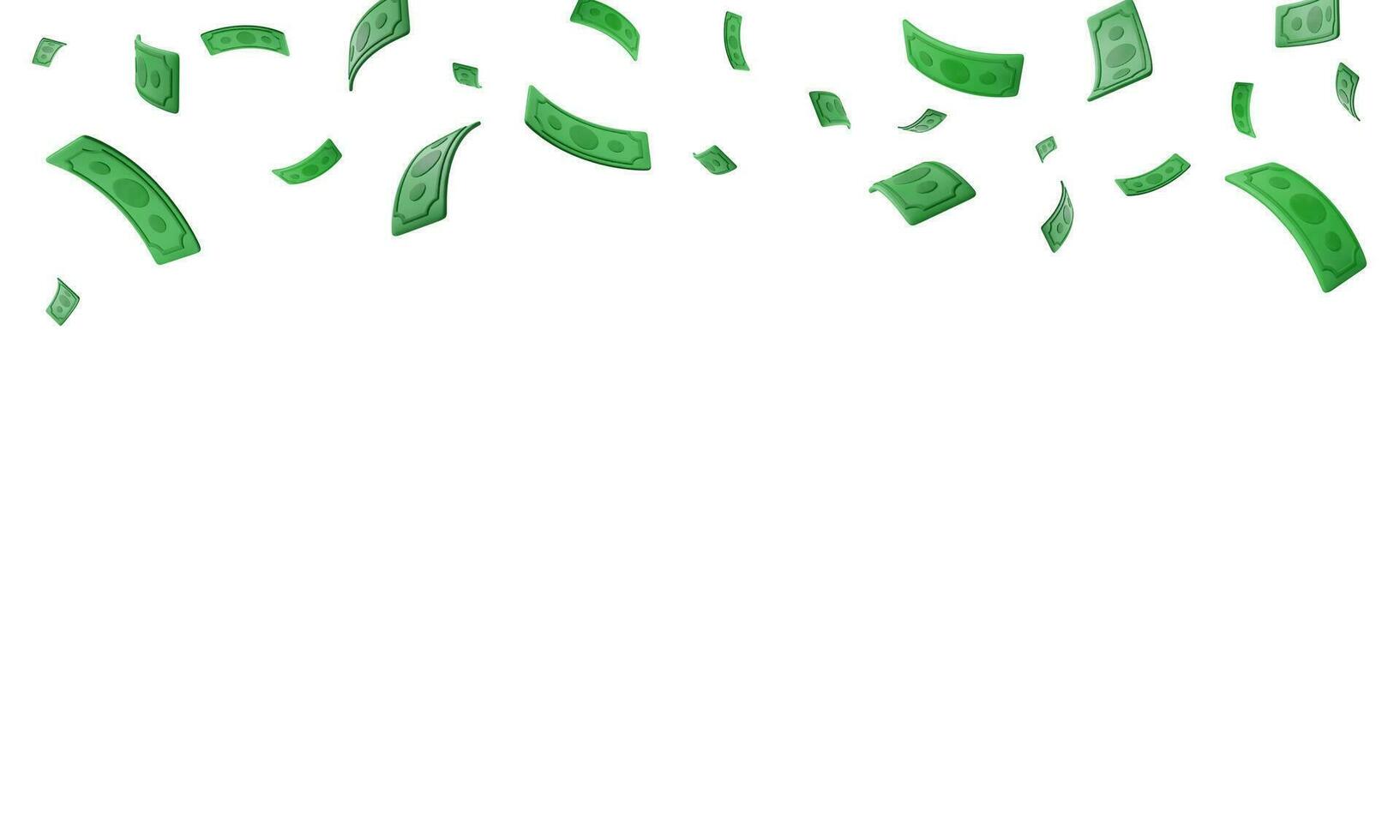 Set of 3d realistic falling green paper currency. Paper money bill flying. Vector illustration