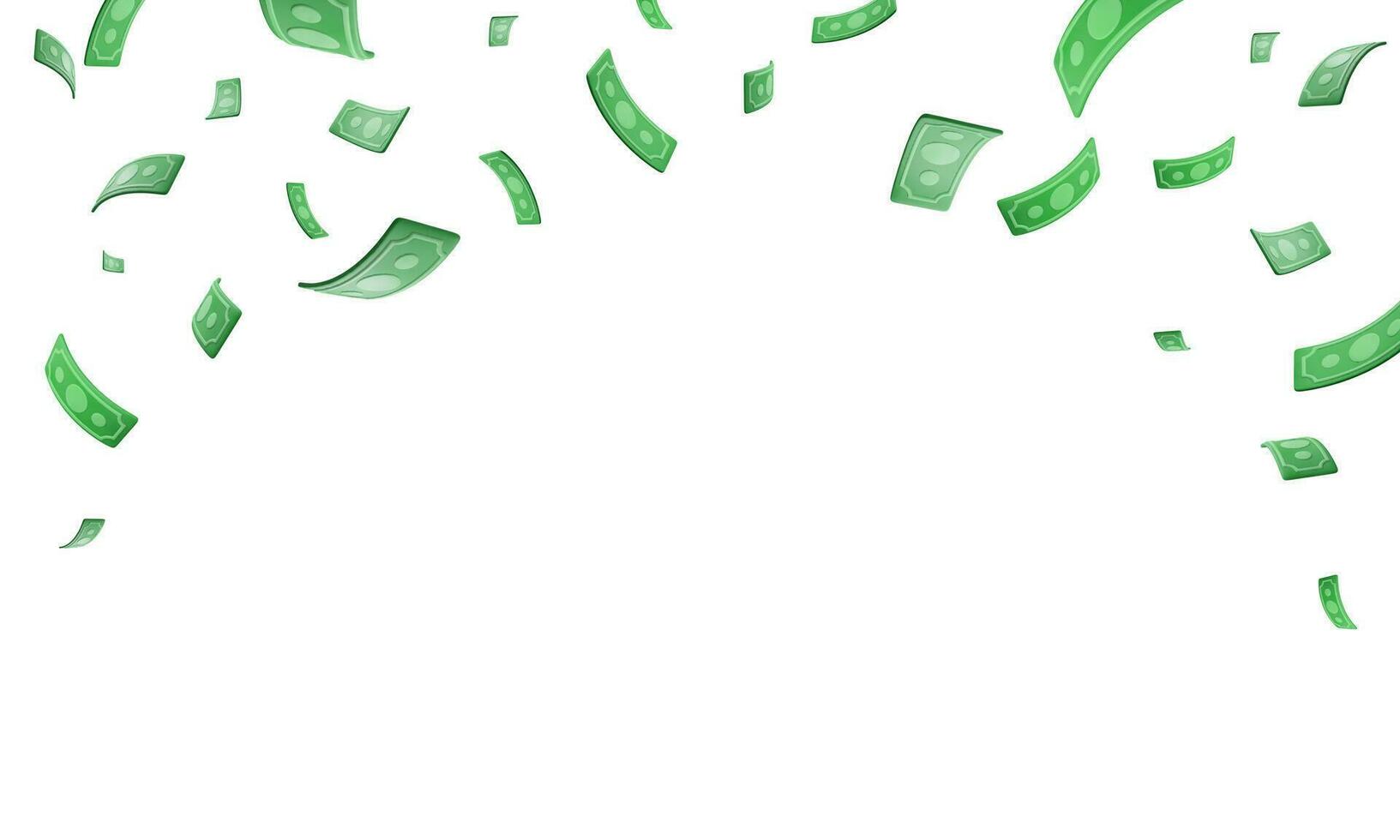 Set of 3d realistic falling green paper currency. Paper money bill flying. Vector illustration
