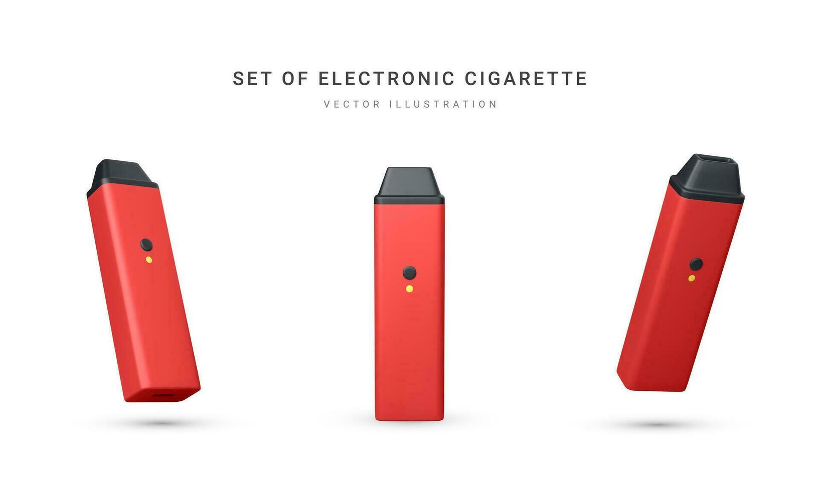 conjunto de 3d realista desechable electrónico cigarrillo aislado en blanco antecedentes. moderno de fumar, vaping y nicotina con diferente sabores vector ilustración