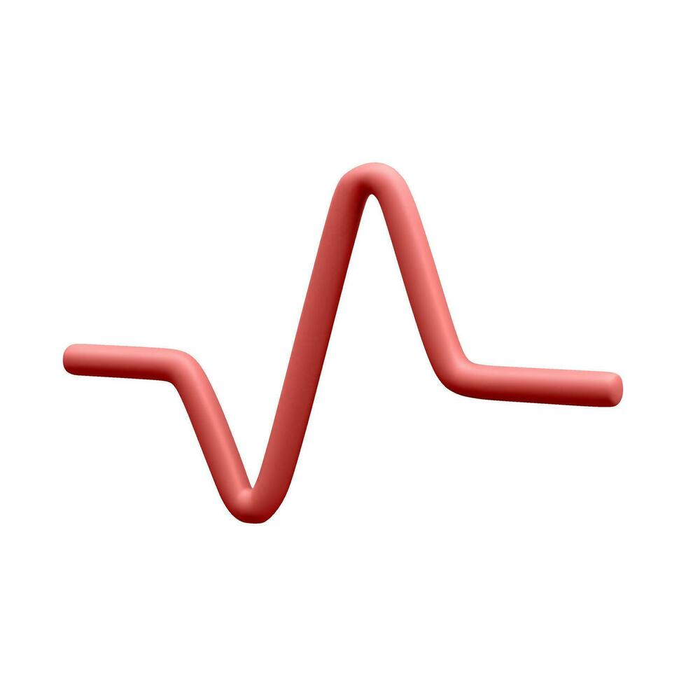 3d realistic red pulse line for medical apps and websites. Medical healthcare concept. Heart pulse, heartbeat line, cardiogram. Vector illustration