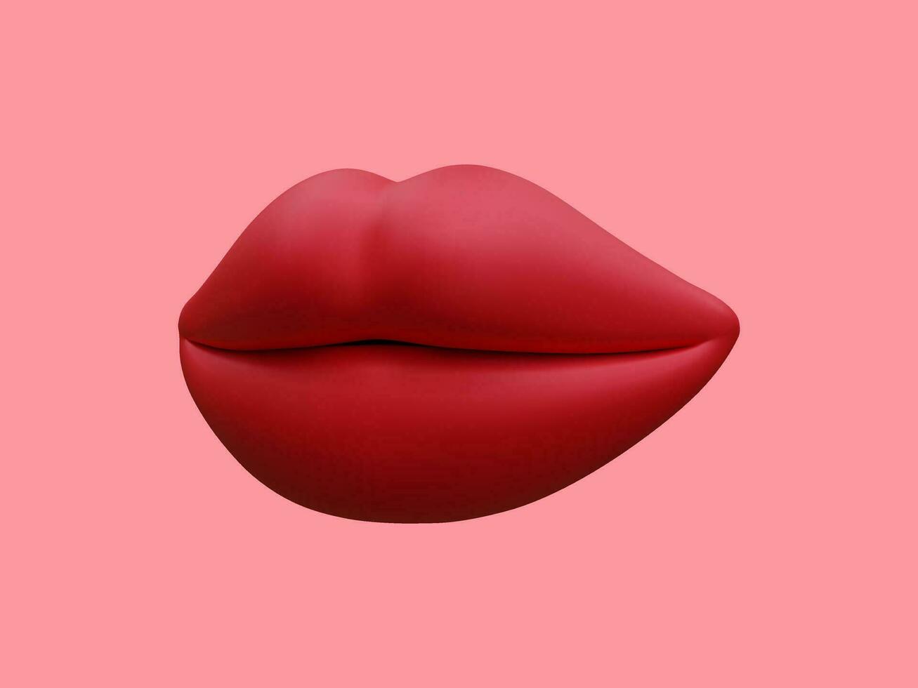 3d realistic beautiful women's lips isolated on pastel pink background. Vector illustration