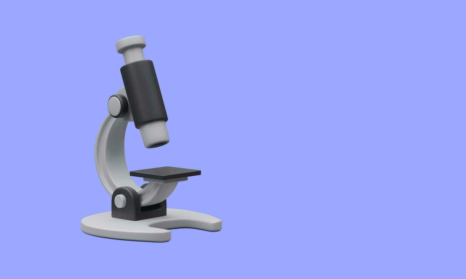 3d realistic microscope isolated on light background. Science, pharmaceutical and education concept. Microbiology magnifying tool. Vector illustration