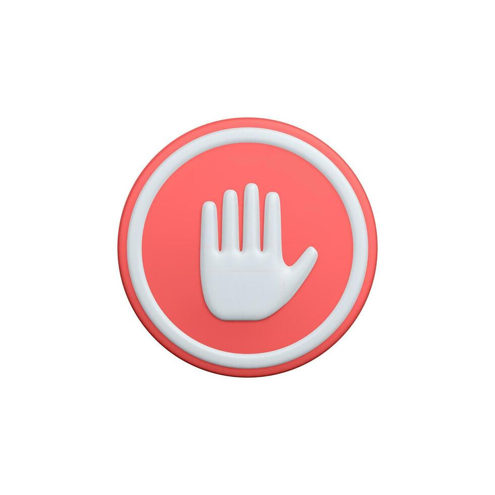 3d realistic stop sign isolated white background. Hand stop symbol. Traffic stop. Symbol of restricted and dangerous. Vector illustration