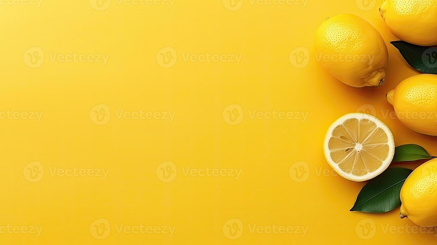 Ripe lemon mockup and copy space with a gradient background, photo