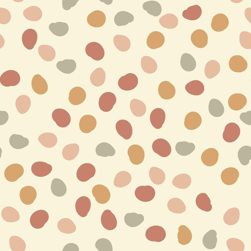 Contemporary polka dot shapes seamless pattern in vector. Trendy hand drawn textures. vector