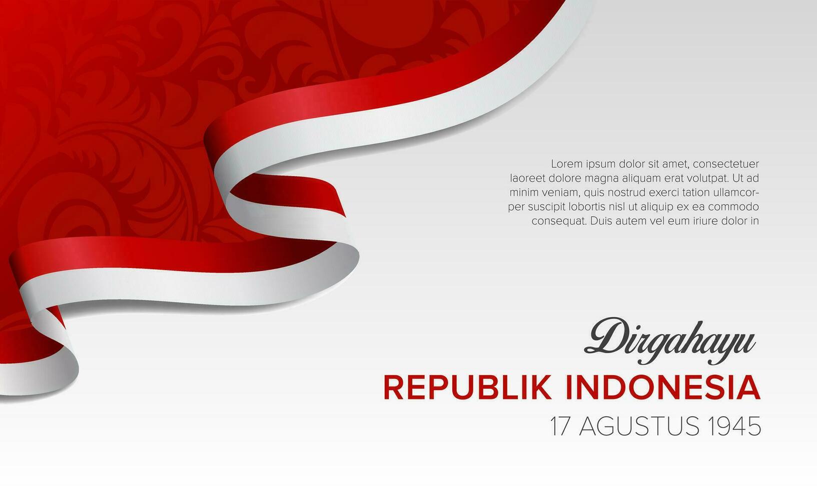 Indonesia Independence Day background with red and white ribbon. Vector illustration of Indonesia Independence Day celebration.