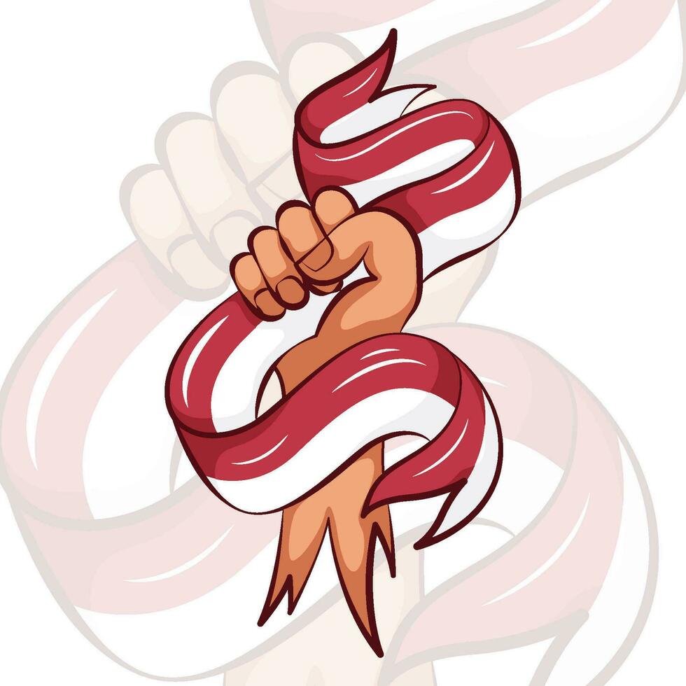 Human Hand Holding Indonesian Flag vector