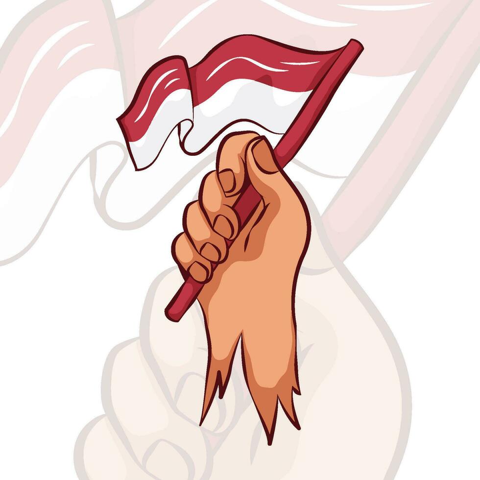 Human Hand Holding Indonesian Flag vector