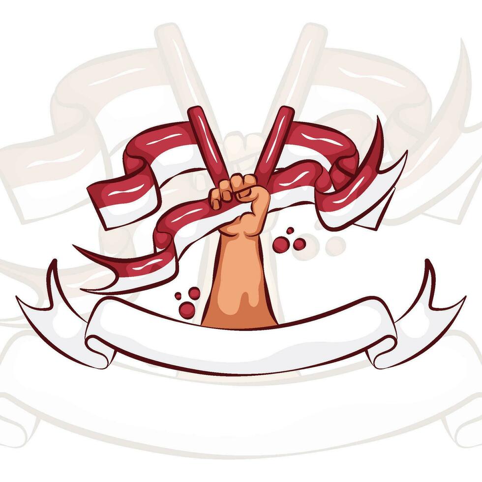Indonesian Flag with White Ribbon for Indonesian Independence Day vector