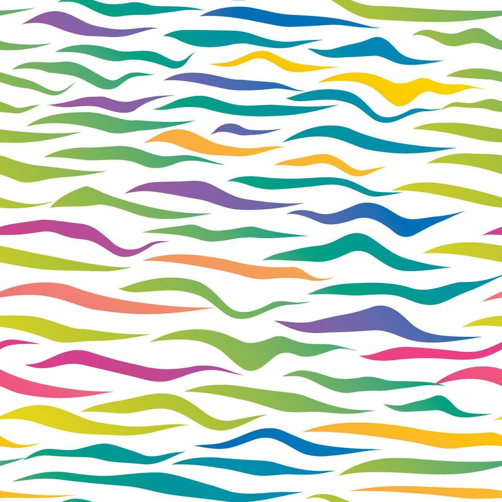 Vector seamless pattern with bright multicolored gradient abstract wavy stripes and lines. Imitation of the unusual skin of a zebra.