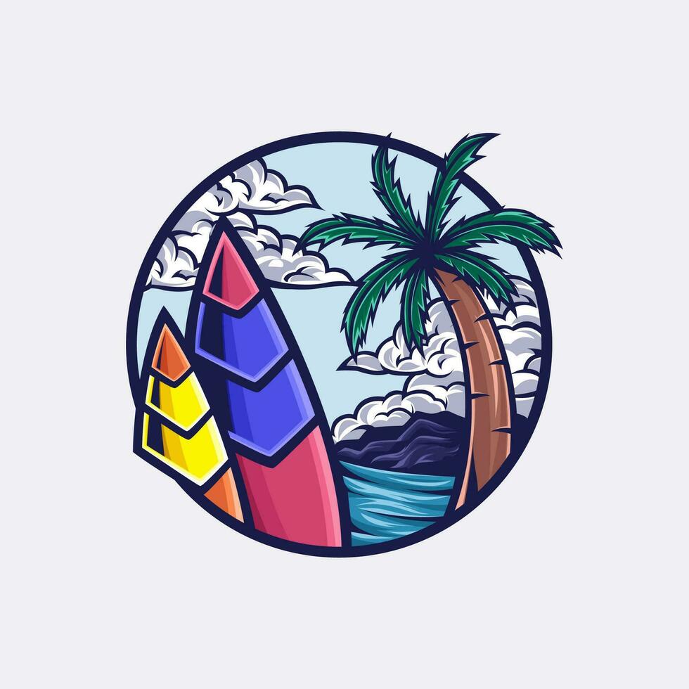 Vector illustration of a logo with a summer beach theme