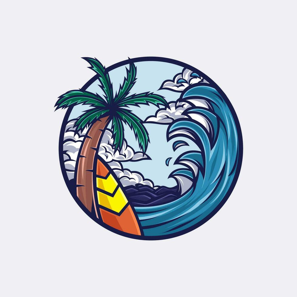 Vector illustration of a logo with a summer beach theme