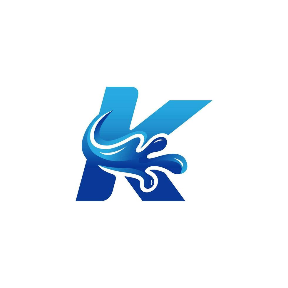 letra k logo con ola y agua chapoteo forma, creativo inicial carta,corporativo identidad, fresco letra logo vector