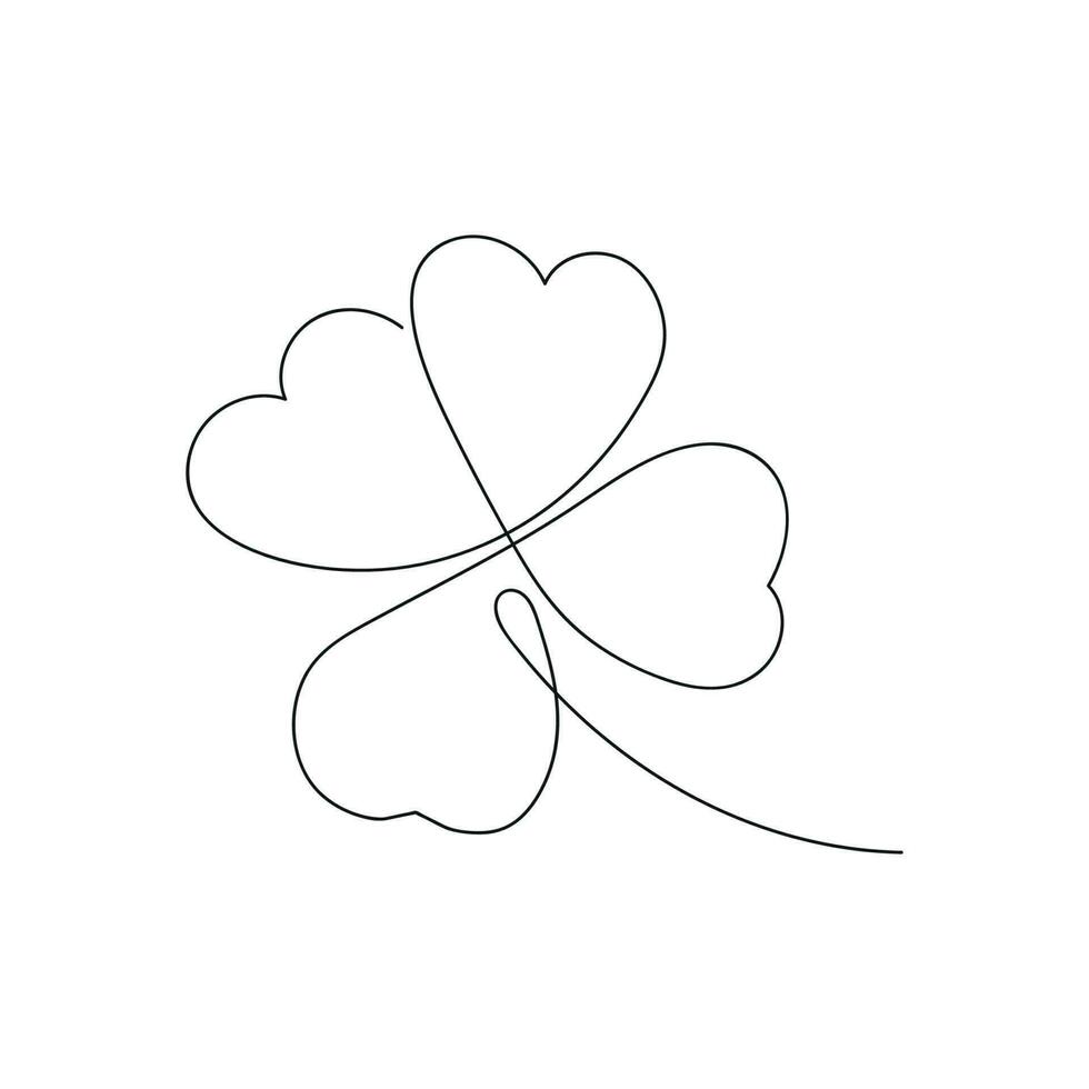 Clover drawn in one continuous line. One line drawing, minimalism. Vector illustration.