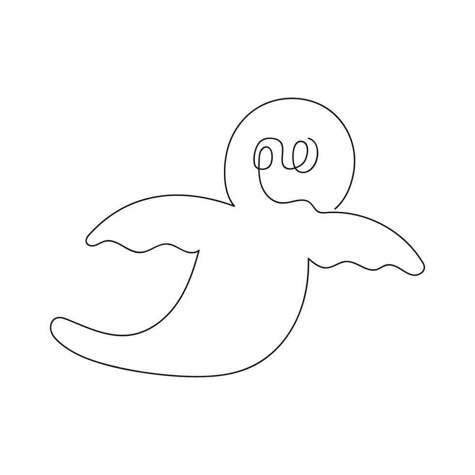 Ghost drawn in one continuous line. One line drawing, minimalism. Vector illustration.