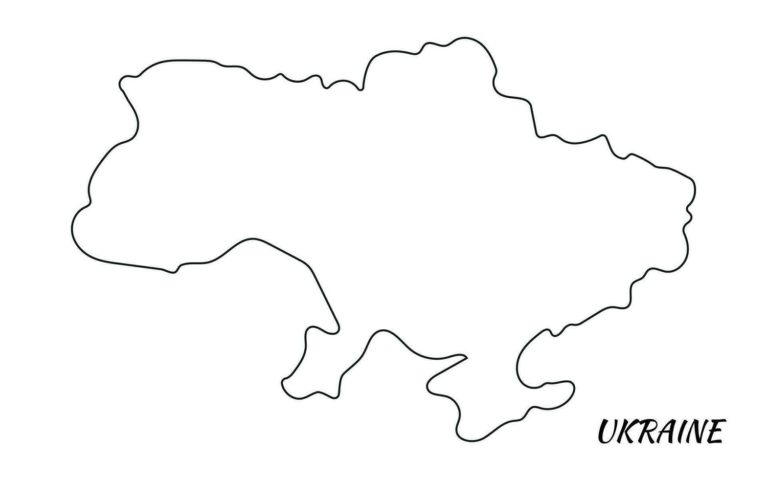 Map of Ukraine drawn in one continuous line. One line drawing, minimalism. Vector illustration.