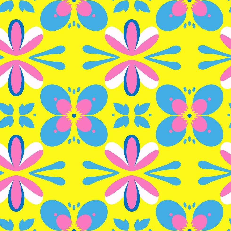 Floral seamless pattern. Geometric flowers background, wallpaper. Vector illustration.