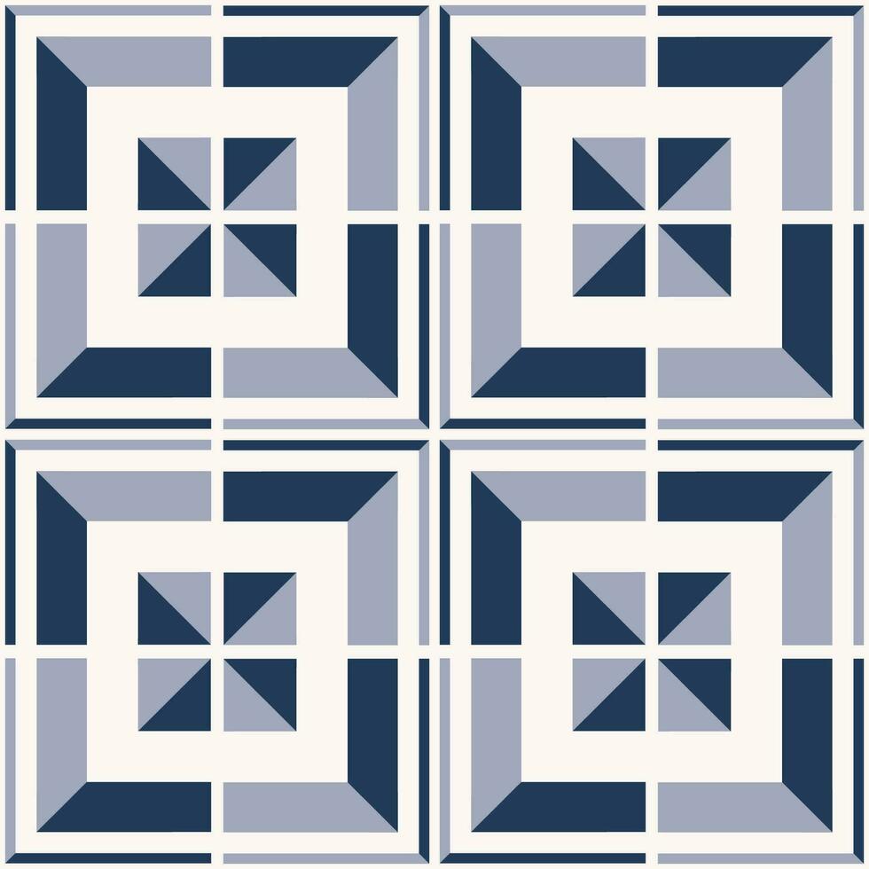 Abstract geometric square tile pattern. Blue-white color geometric square shape seamless pattern. Abstract geometric pattern use for home decoration elements. vector