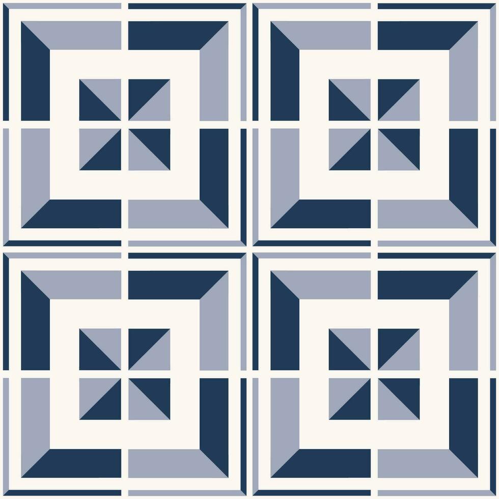 Abstract geometric square tile pattern. Blue-white color geometric square shape seamless pattern. Abstract geometric pattern use for home decoration elements. vector