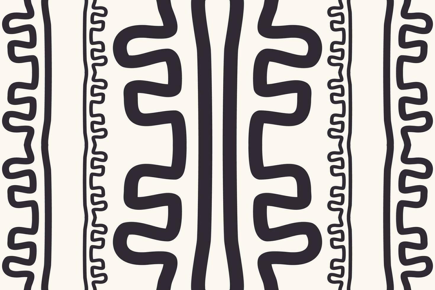 Abstract mural strokes pattern. Abstract geometric wavy line seamless pattern on white background. Abstract ethnic pattern use for textile, carpet, cushion, wallpaper, mural art, upholstery. vector