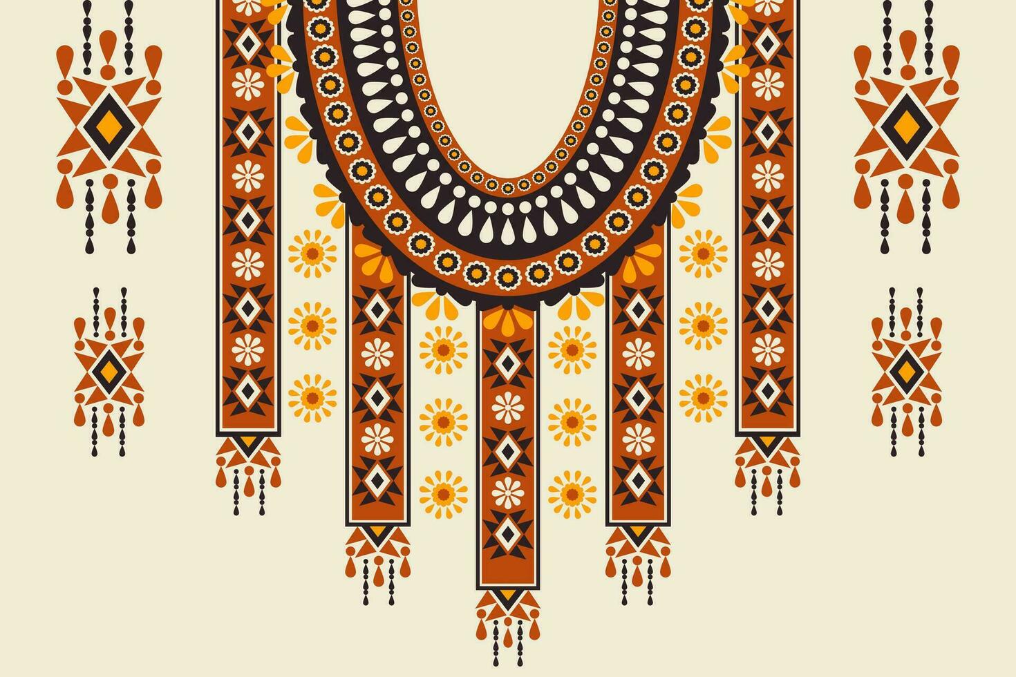 étnico tribal africano geométrico escote vistoso modelo. africano tribal Arte camisas moda. étnico cuello bordado adornos tradicional africano ropa diseño. étnico escote modelo. vector