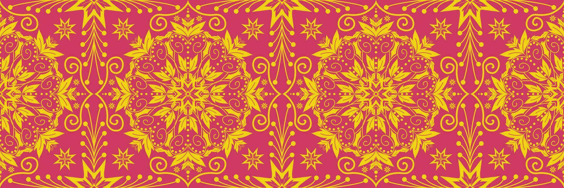 Elegant ethnic floral border pattern. Colorful ethnic floral geometric shape seamless pattern. Embroidery ethnic floral pattern use for textile, carpet, area rug, tile border, table runner, etc vector