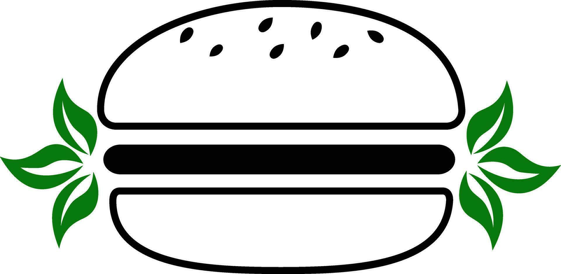 Vector hamburger icon with lettuce leaves. The burger icon is highlighted on a white background. Modern and editable burger icon. Simple vector illustration of icons.