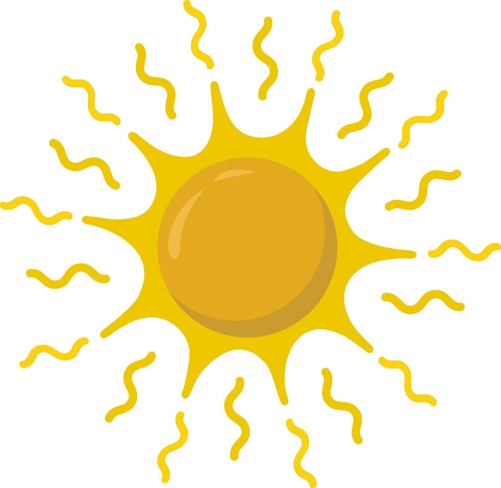 The sun.  Yellow icon on a white background. Vector illustration of the sun.