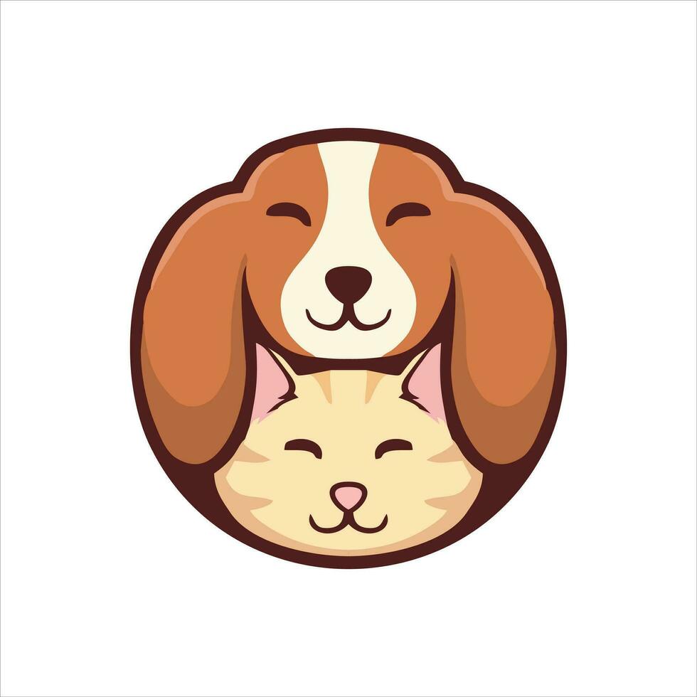 cute dog and cat heads vector
