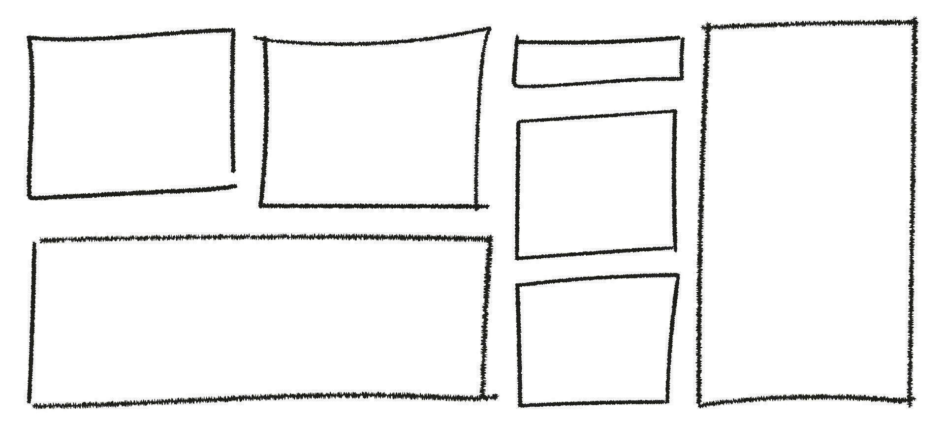 línea de marco rectangular. contorno de forma cuadrada en estilo de dibujo a mano. ilustración vectorial aislada vector