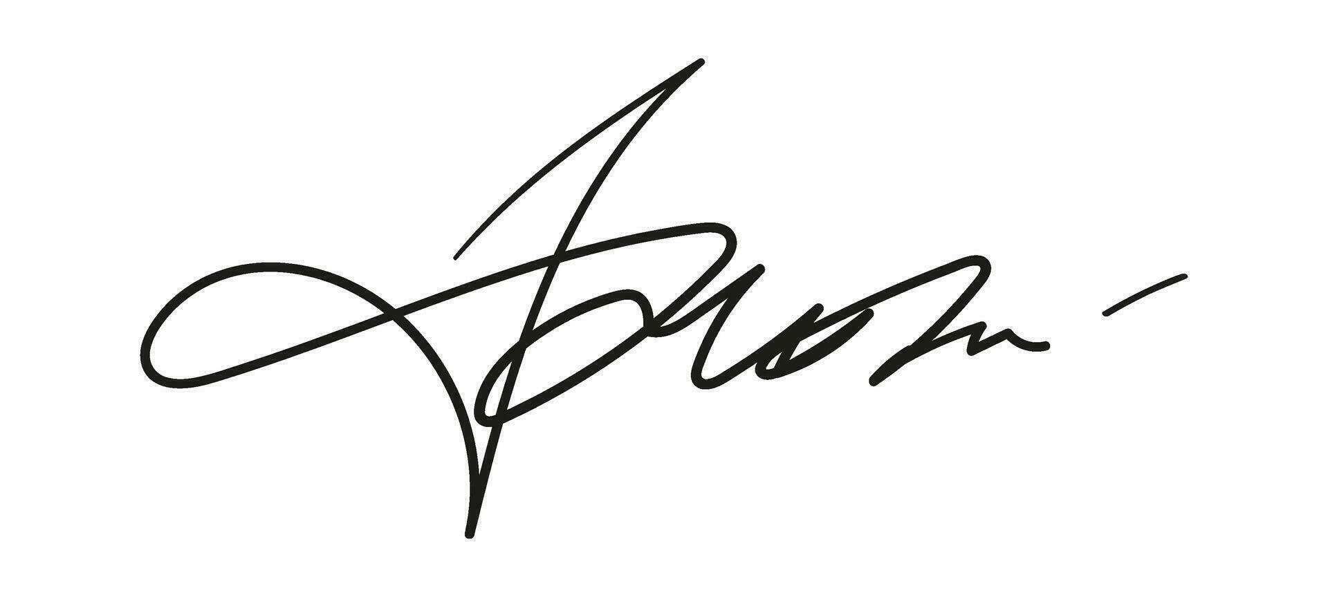 Fake autograph samples. Hand-drawn signatures, examples of documents, certificates and contracts with inked and handwritten lettering. vector