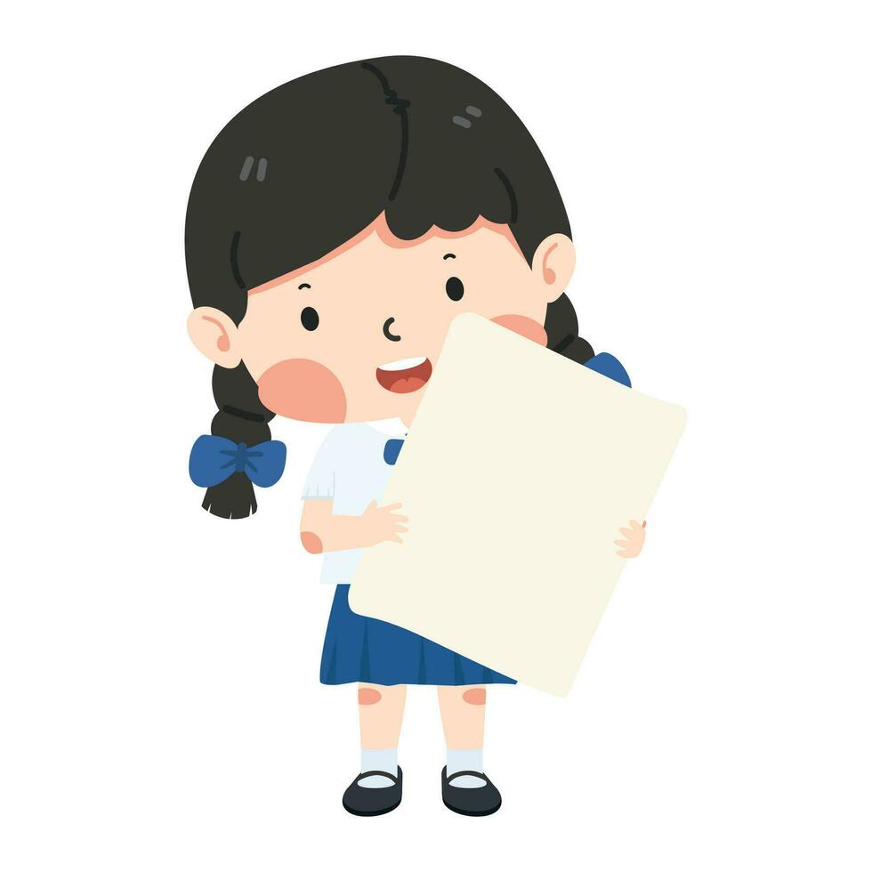 Cute girl student with banner text vector