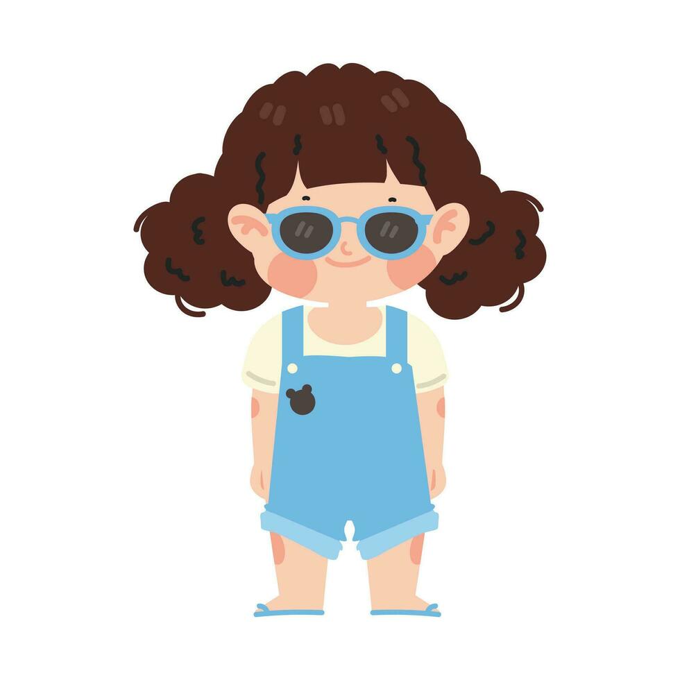 linda dibujos animados niña con lentes vector