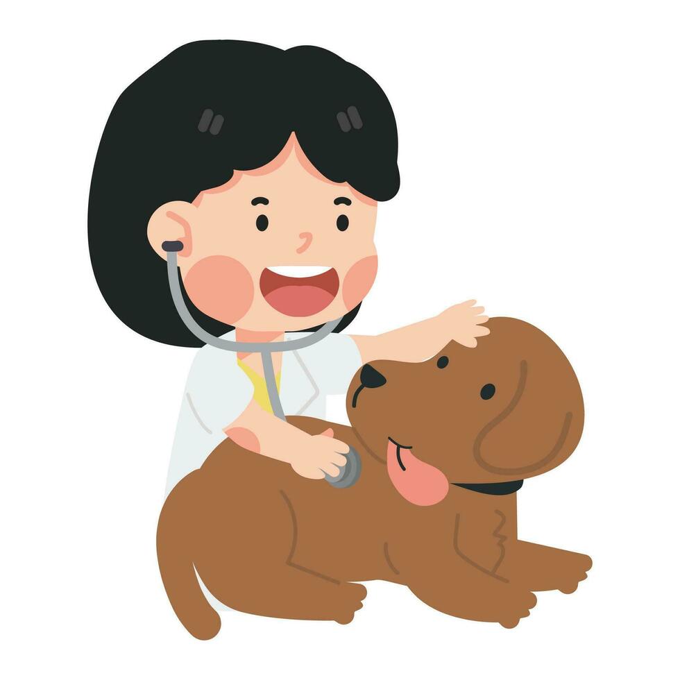 Women veterinary  with Pet Dog vector