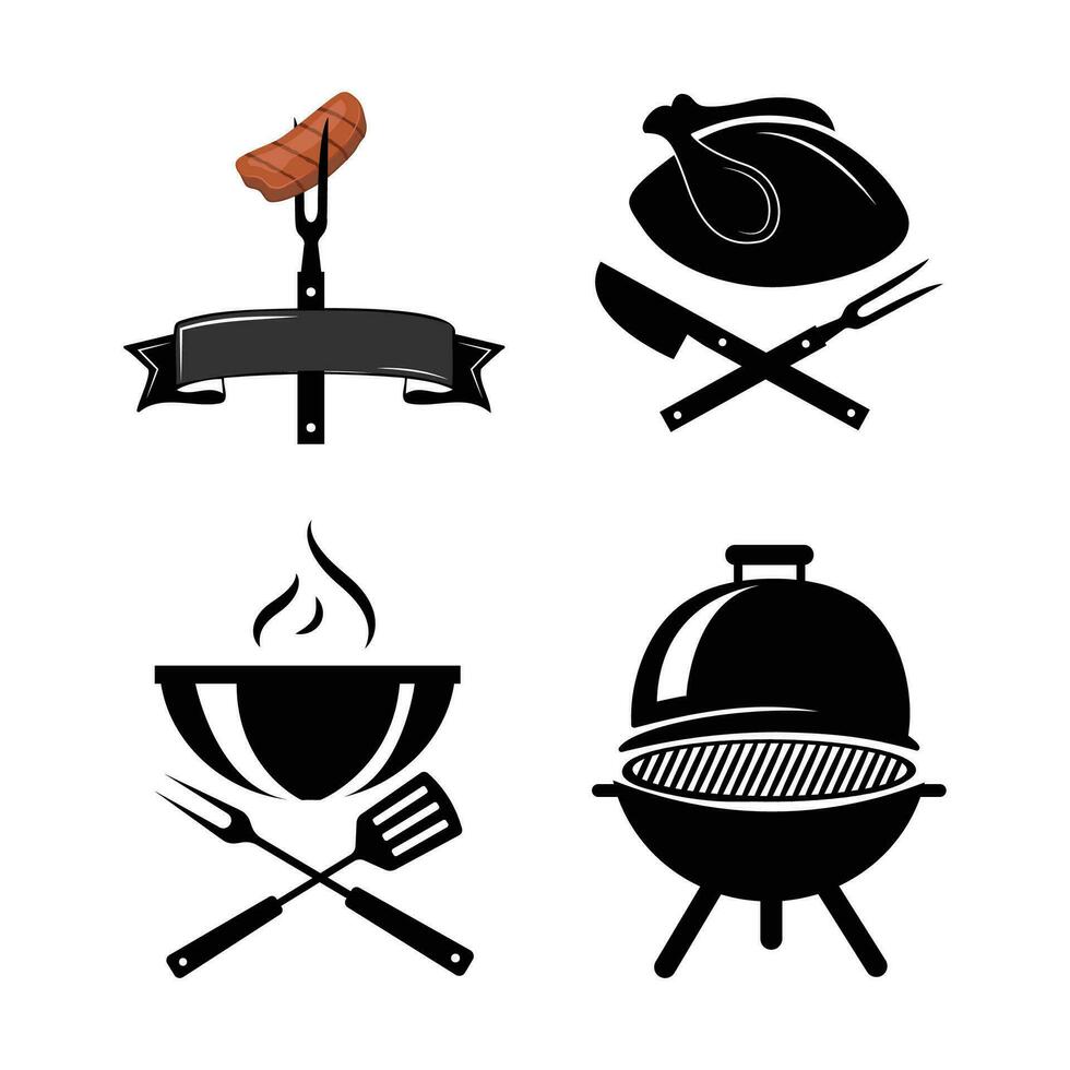 Barbecue grill sketch set. Hand drawn barbecue vector collection, BBQ vector design, Set icons barbecue grill