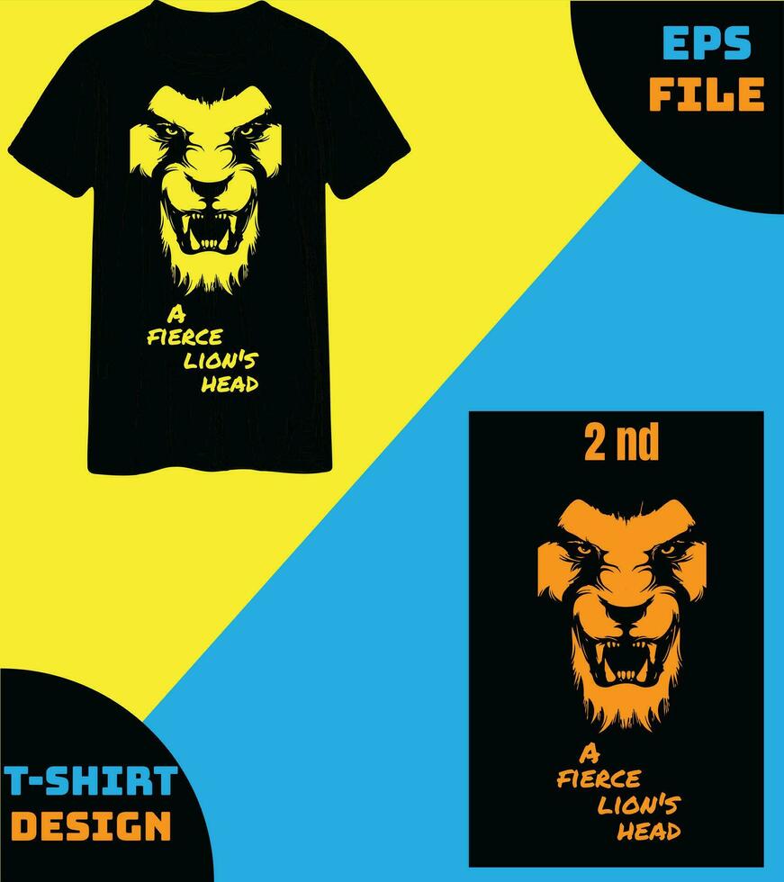 Hungry Lion T Shirt Design. Animal T shirt design vector