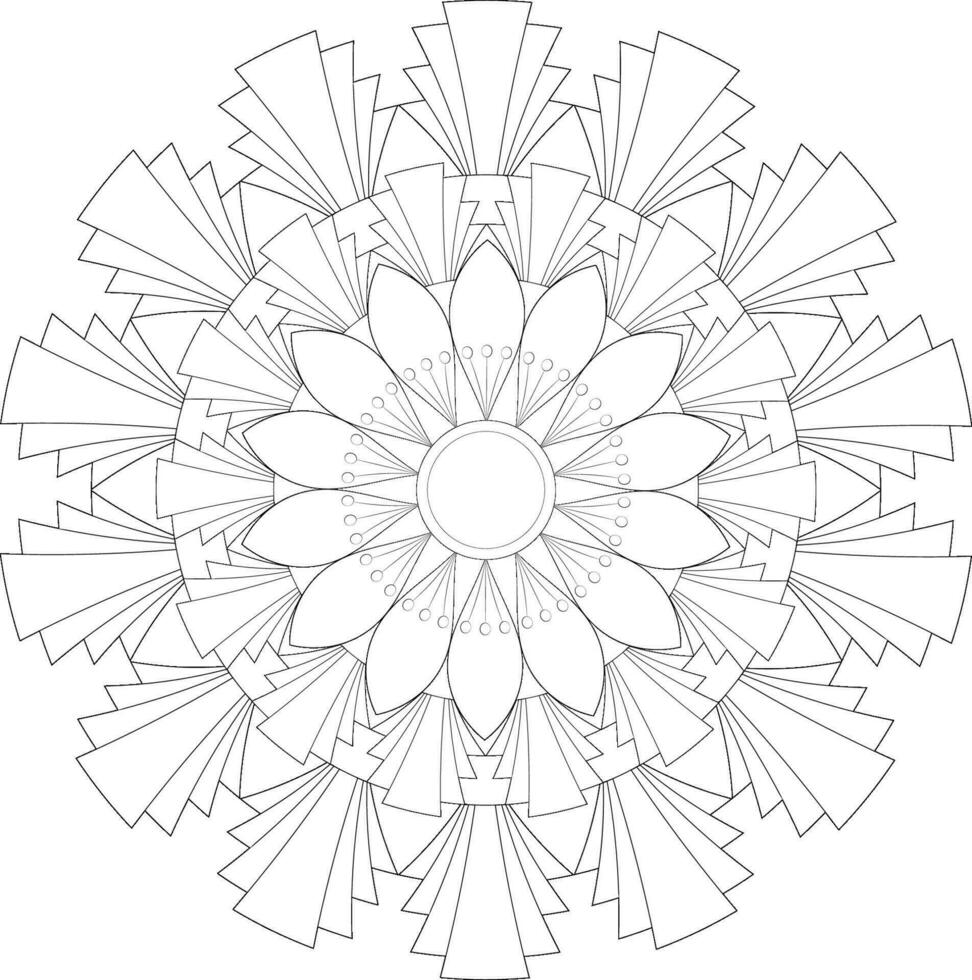 Unique complex mandala coloring book page design vector