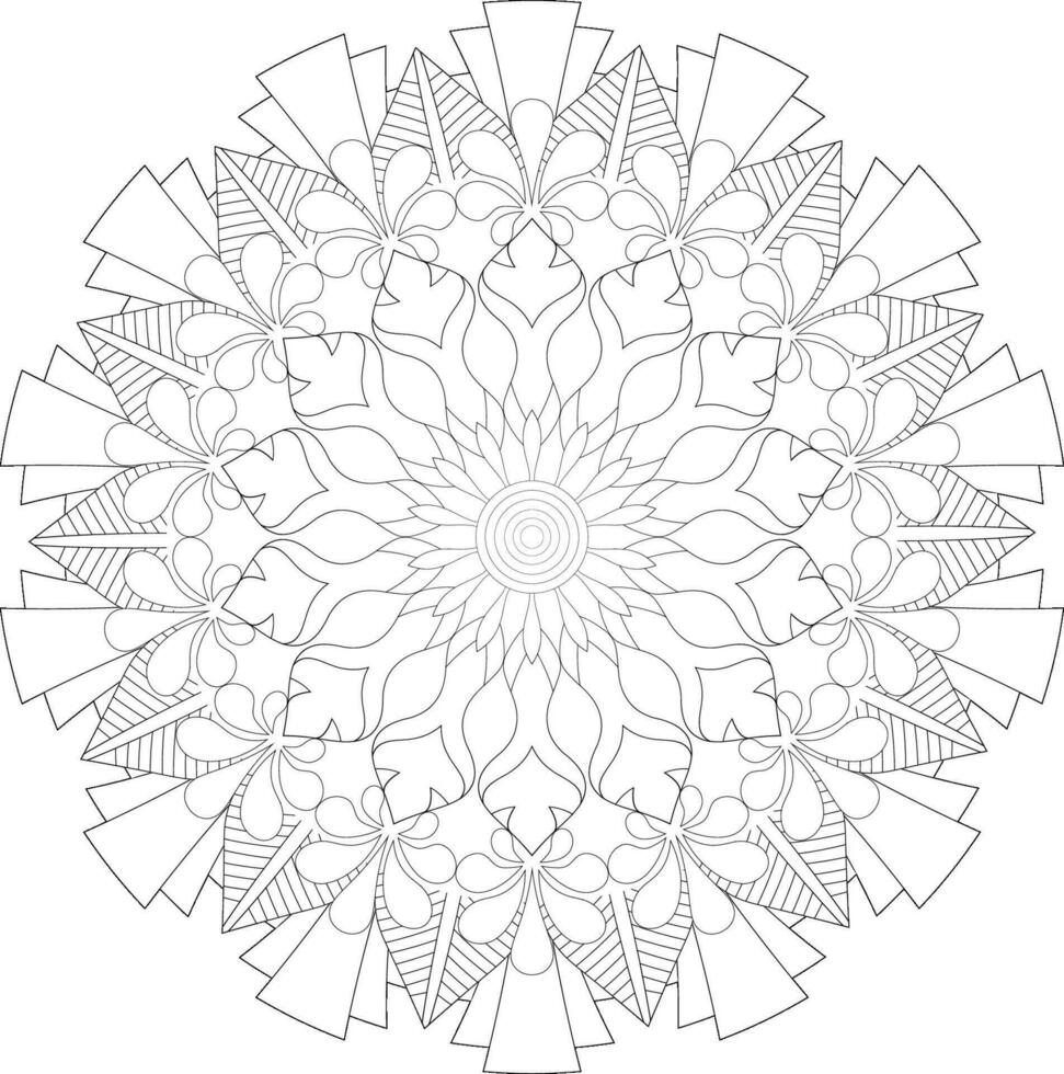 Unique complex mandala coloring book page design vector