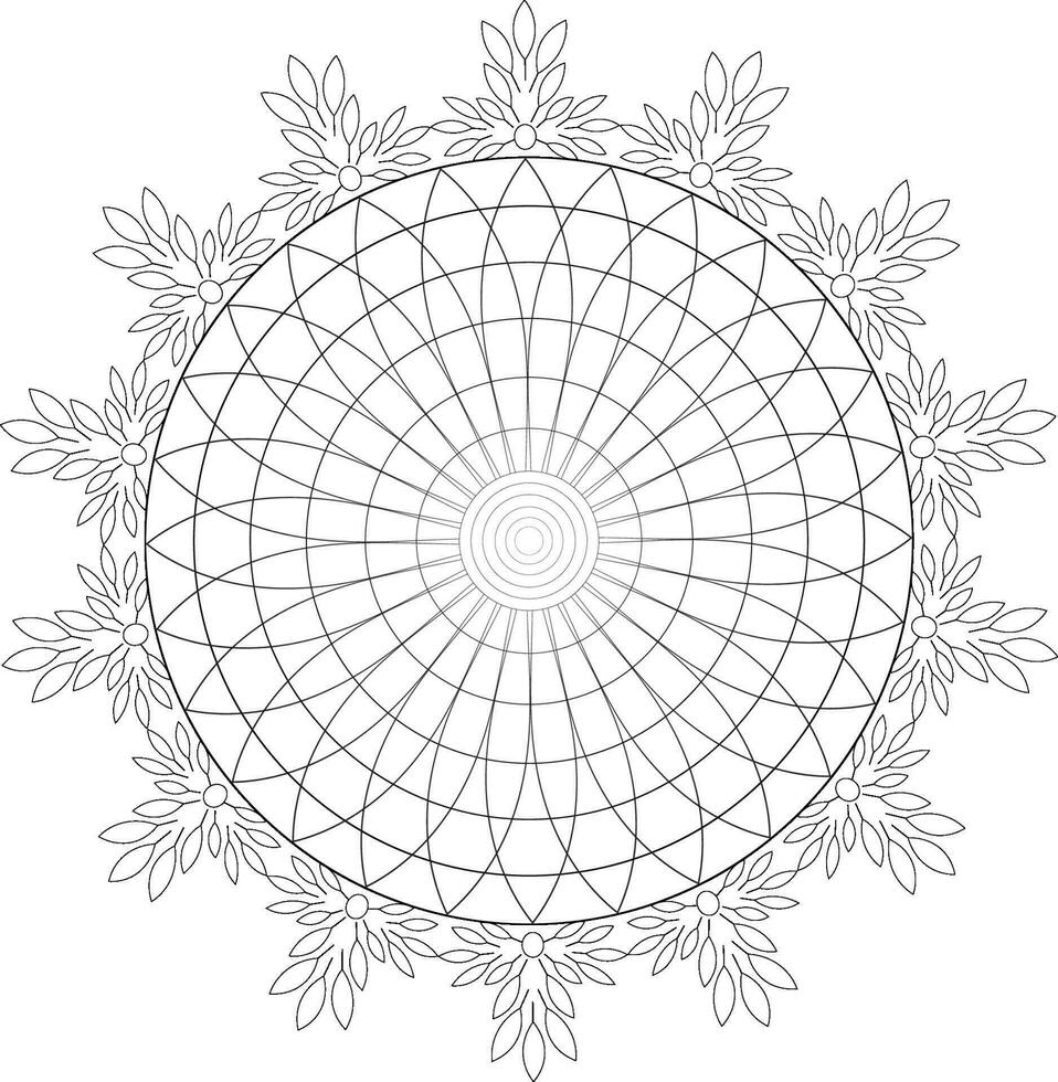 Unique complex mandala coloring book page design vector