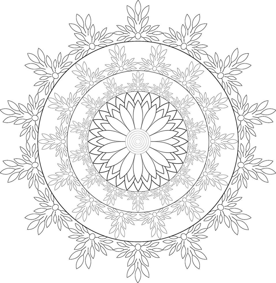 Unique complex mandala coloring book page design vector