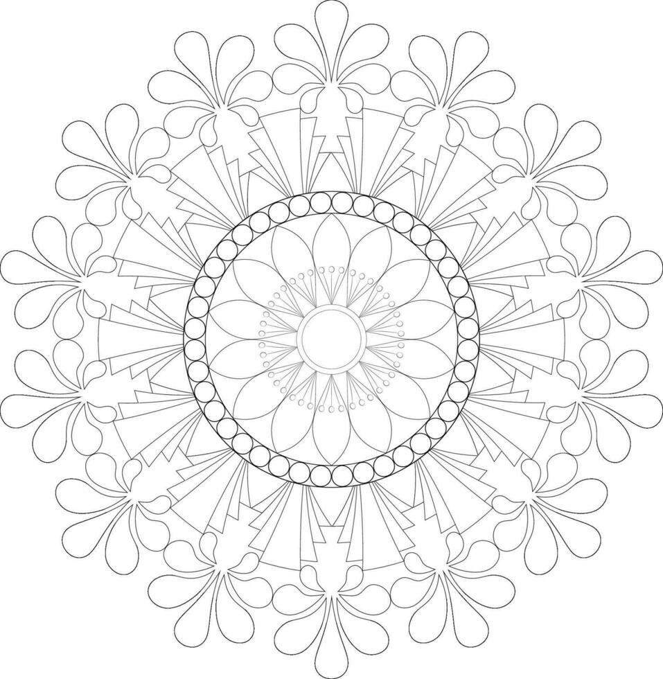 Unique complex mandala coloring book page design vector