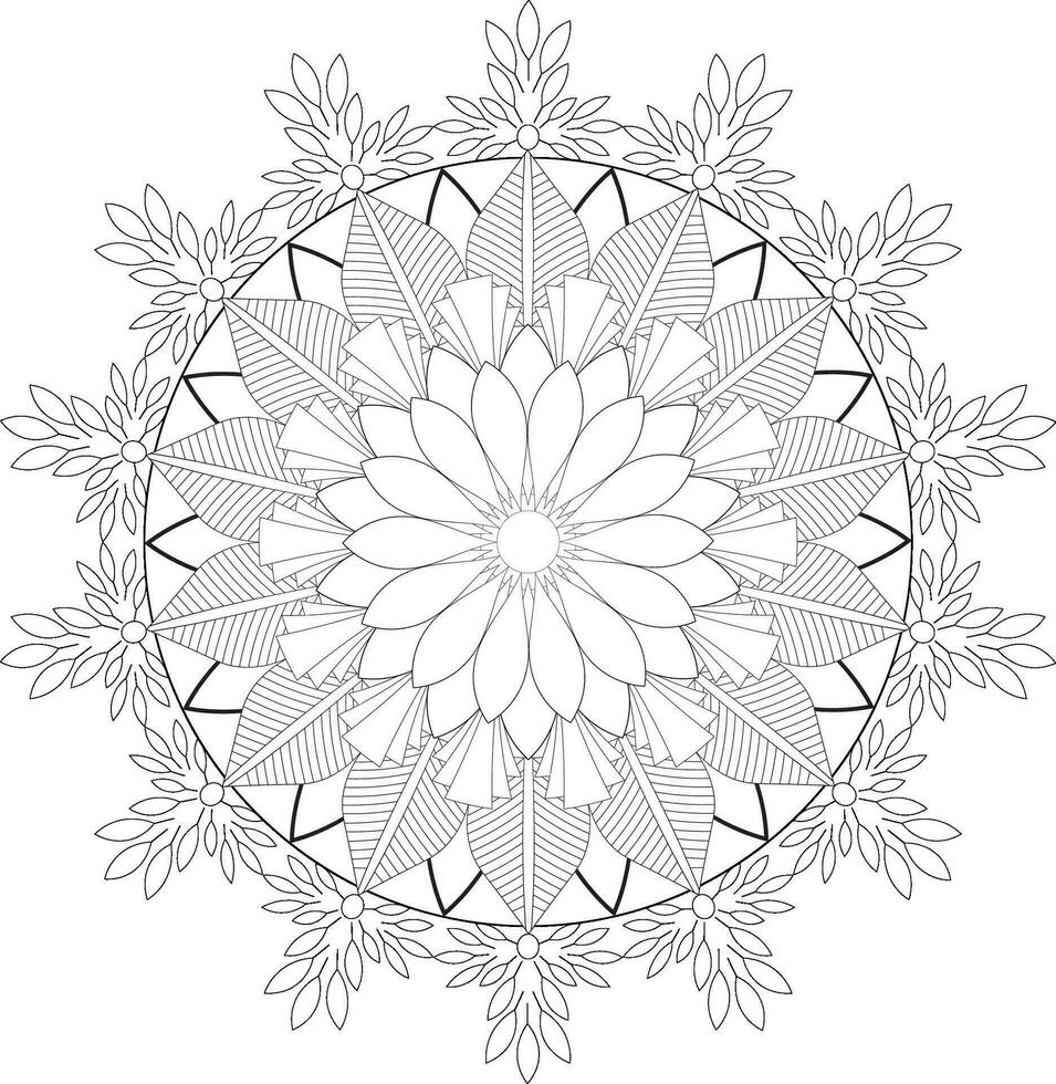Unique complex mandala coloring book page design vector