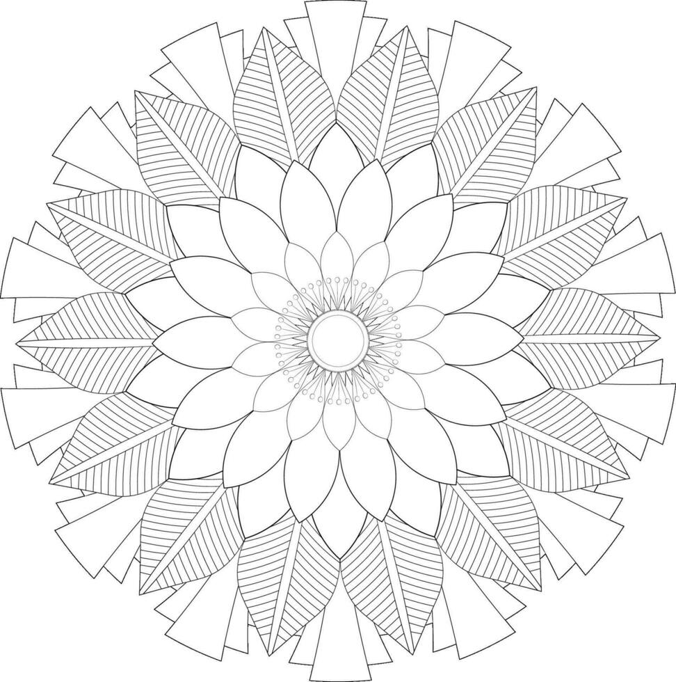 Unique complex mandala coloring book page design vector