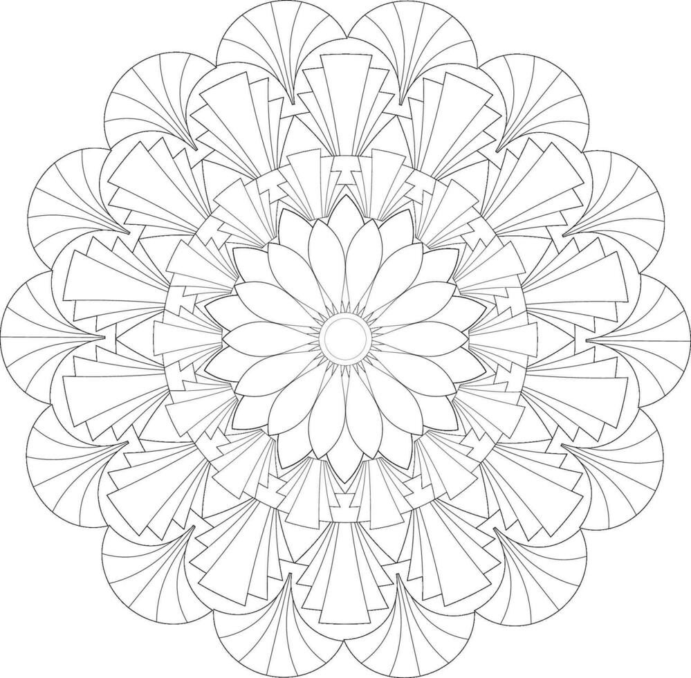 Unique complex mandala coloring book page design vector
