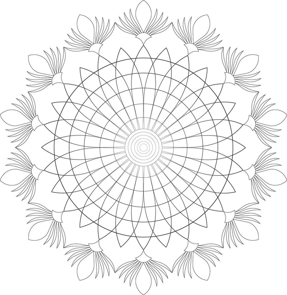 Unique complex mandala coloring book page design vector