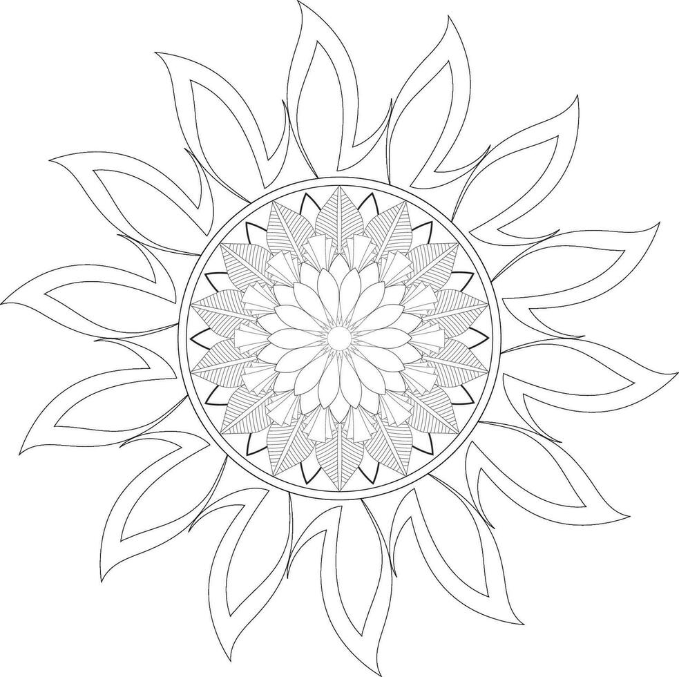 Unique complex mandala coloring book page design vector